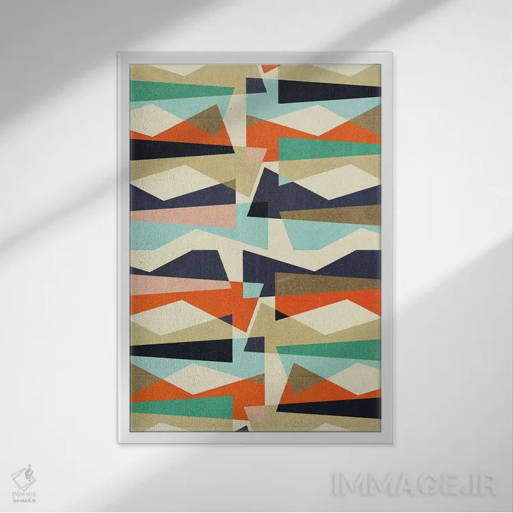 تابلو انتزاعی تکه ها ۵ اثر سوزانا پاز - نمای قابدار سفید