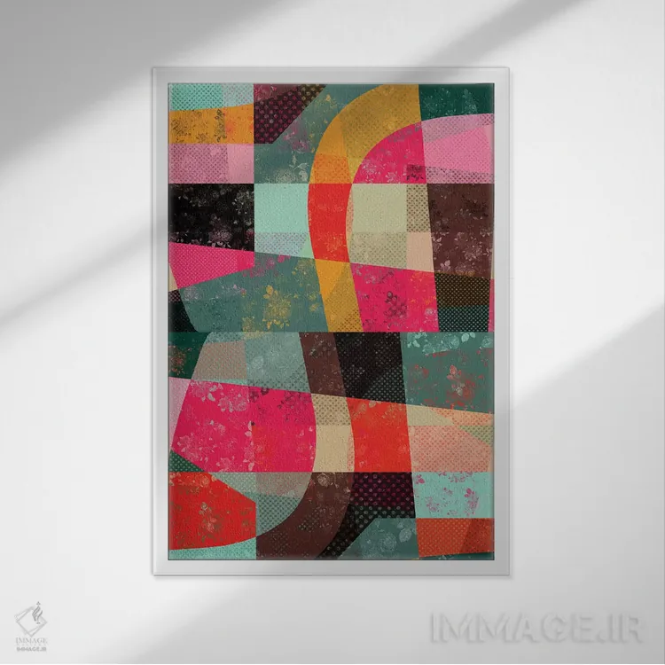 تابلو انتزاعی تکه ها ۱۰ اثر سوزانا پاز - نمای قابدار سفید