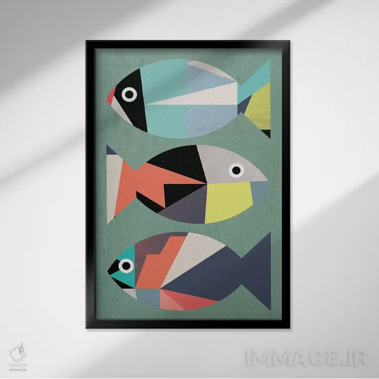 تابلو انتزاعی ماهی کوچک اثر سوزانا پاز - نمای قابدار مشکی