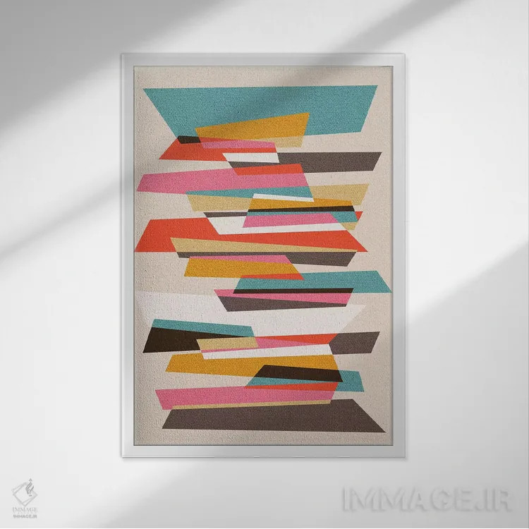 تابلو انتزاعی تکه ها ۷ اثر سوزانا پاز - نمای قابدار سفید