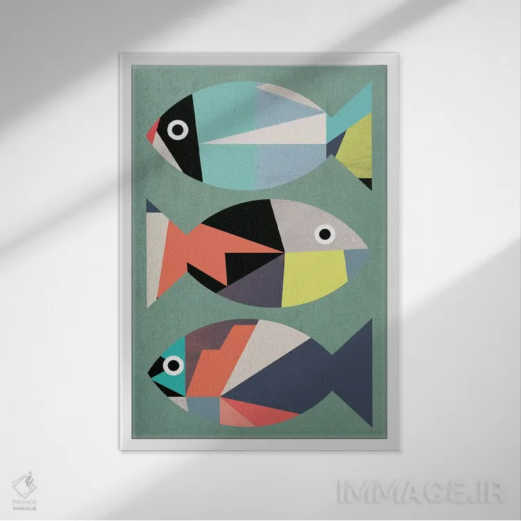 تابلو انتزاعی ماهی کوچک اثر سوزانا پاز - نمای قابدار سفید