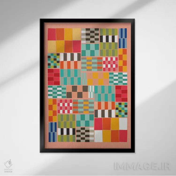 تابلو انتزاعی ضربه رنگی ۲ اثر سوزانا پاز - نمای قابدار مشکی