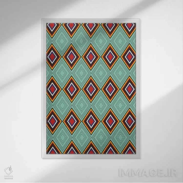 تابلو انتزاعی قبیله ای ۱۰ اثر سوزانا پاز - نمای قابدار سفید