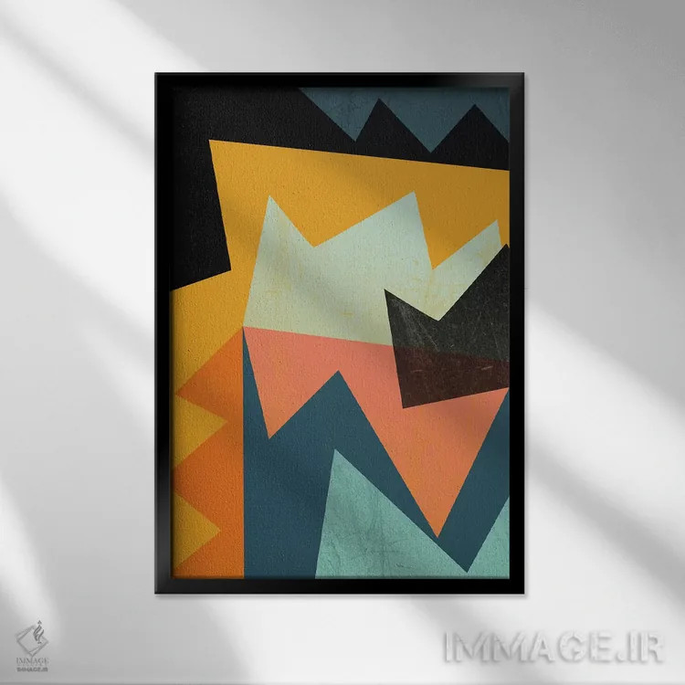 تابلو انتزاعی گرافیک ۵ اثر سوزانا پاز - نمای قابدار مشکی