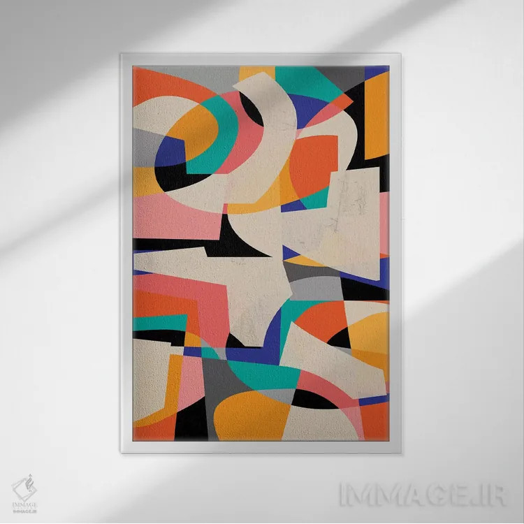 تابلو انتزاعی ضربه رنگی ۳ اثر سوزانا پاز - نمای قابدار سفید