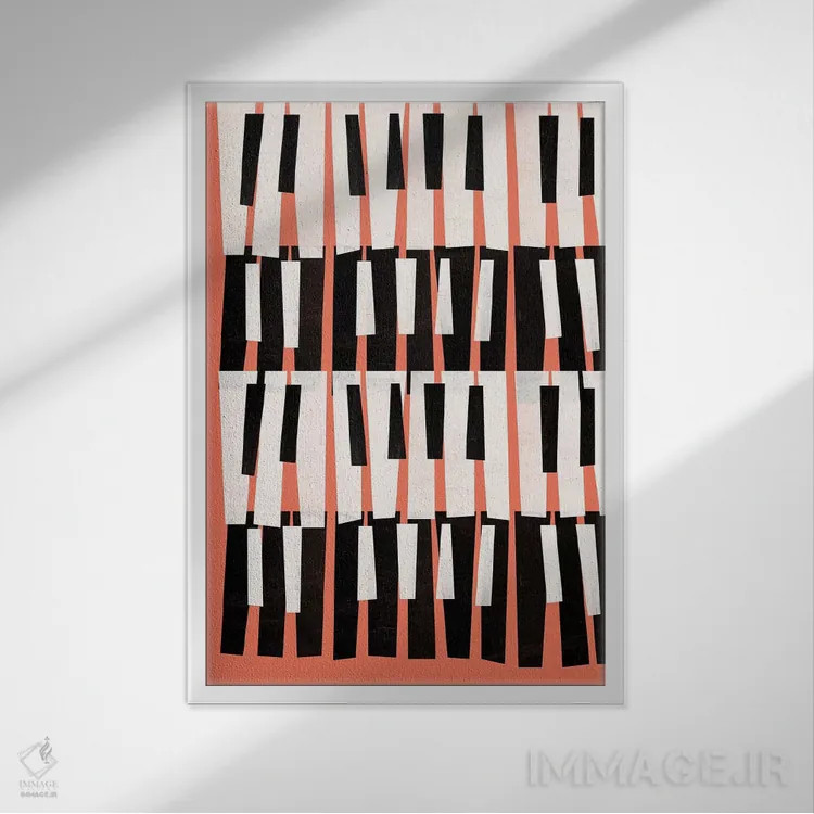 تابلو انتزاعی صدای پیانو اثر سوزانا پاز - نمای قابدار سفید