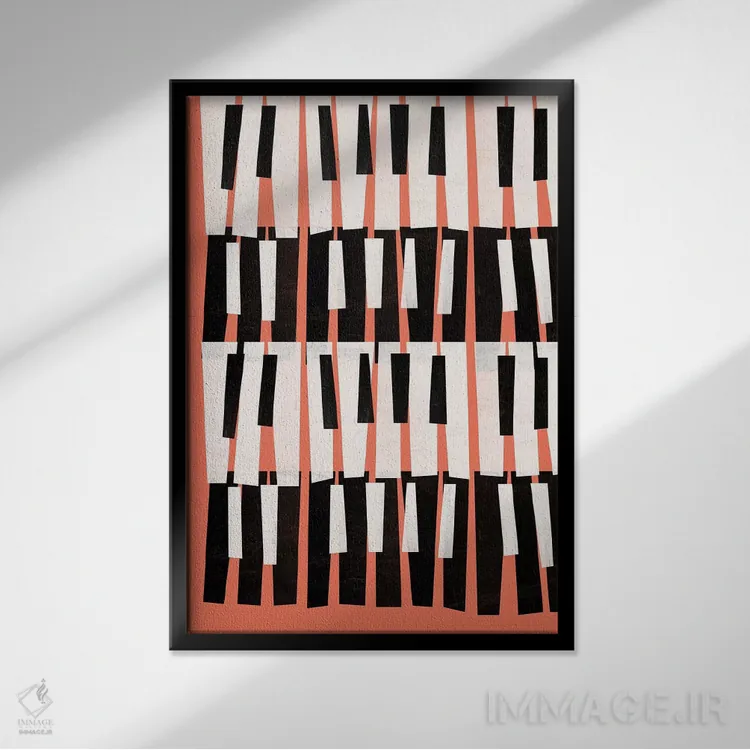 تابلو انتزاعی صدای پیانو اثر سوزانا پاز - نمای قابدار مشکی