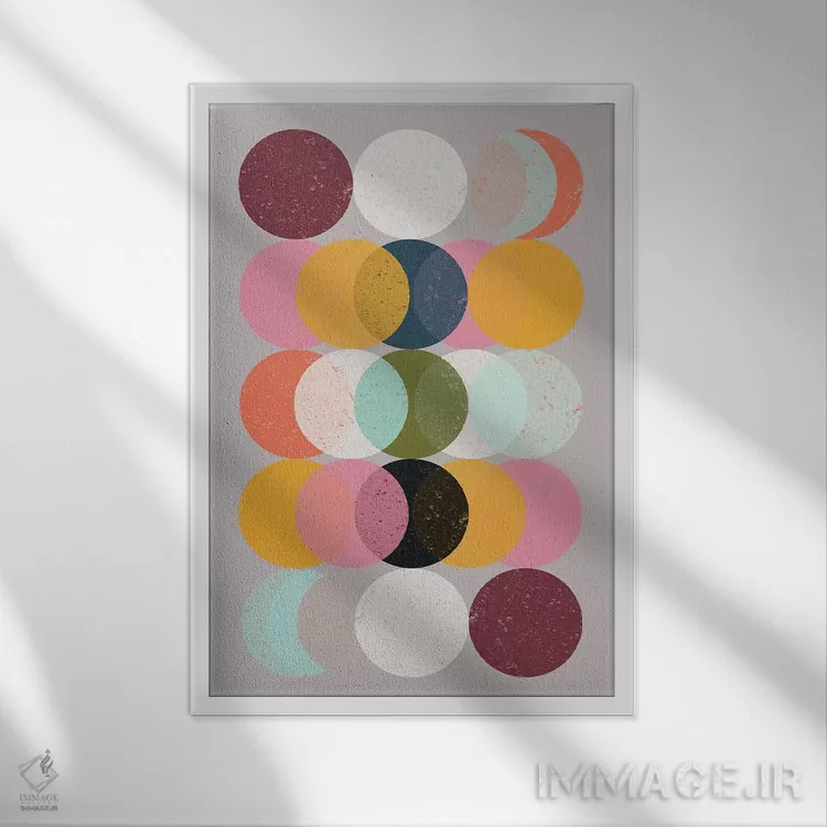 تابلو انتزاعی حالات و ماه ها اثر سوزانا پاز - نمای قابدار سفید