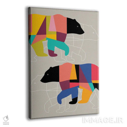 تابلو مدرن خرس های دوقلو اثر سوزانا پاز - نمای پرسپکتیو محصول