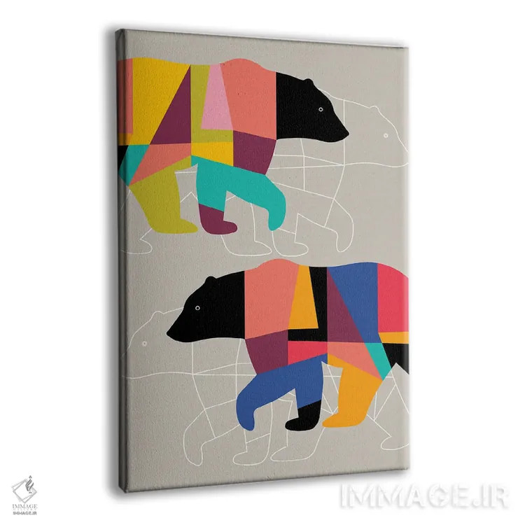 تابلو مدرن خرس های دوقلو اثر سوزانا پاز - نمای پرسپکتیو محصول