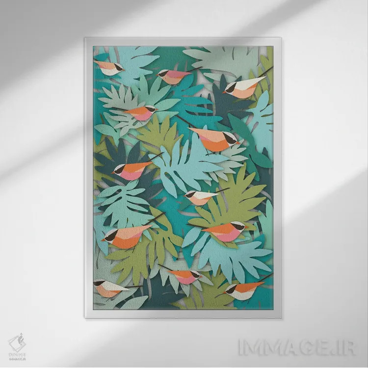 تابلو مدرن اقیانوسیه ها ۲ اثر سوزانا پاز - نمای قابدار سفید