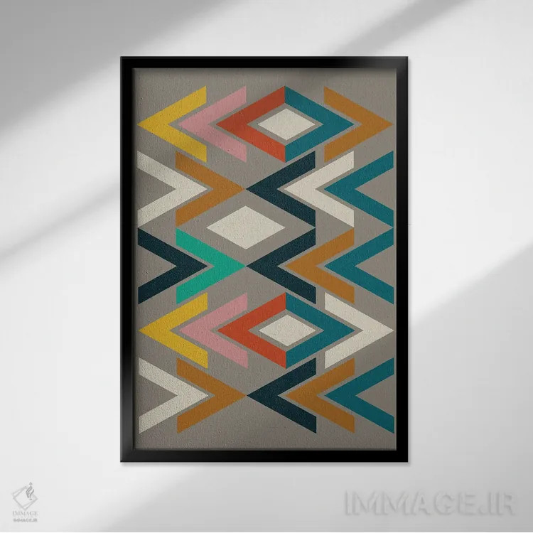 تابلو انتزاعی مکزیکا ۳ اثر سوزانا پاز - نمای قابدار مشکی