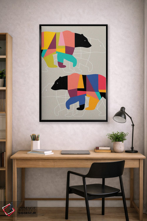 تابلو مدرن خرس های دوقلو اثر سوزانا پاز - D1B