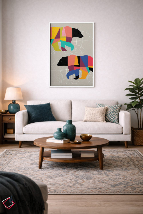 تابلو مدرن خرس های دوقلو اثر سوزانا پاز - D3W