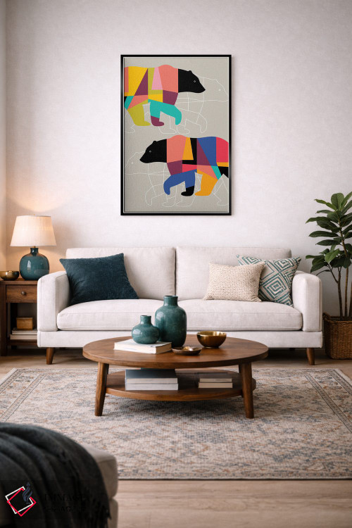 تابلو مدرن خرس های دوقلو اثر سوزانا پاز - D5B