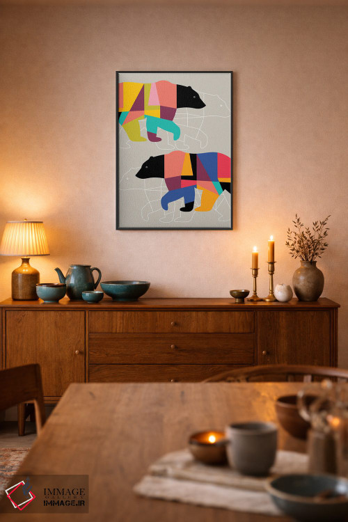 تابلو مدرن خرس های دوقلو اثر سوزانا پاز - D6B