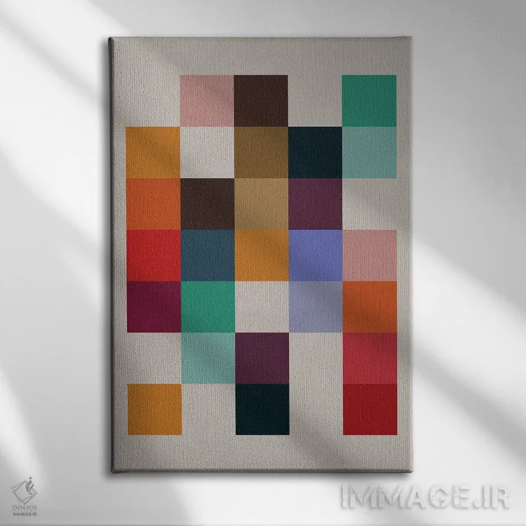 تابلو انتزاعی رترو ۷ اثر سوزانا پاز - نمای روبهرو روی دیوار