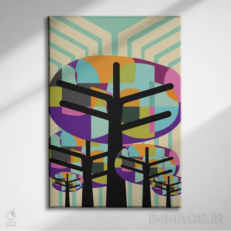 تابلو مدرن درختان شاداب اثر سوزانا پاز - نمای روبهرو روی دیوار