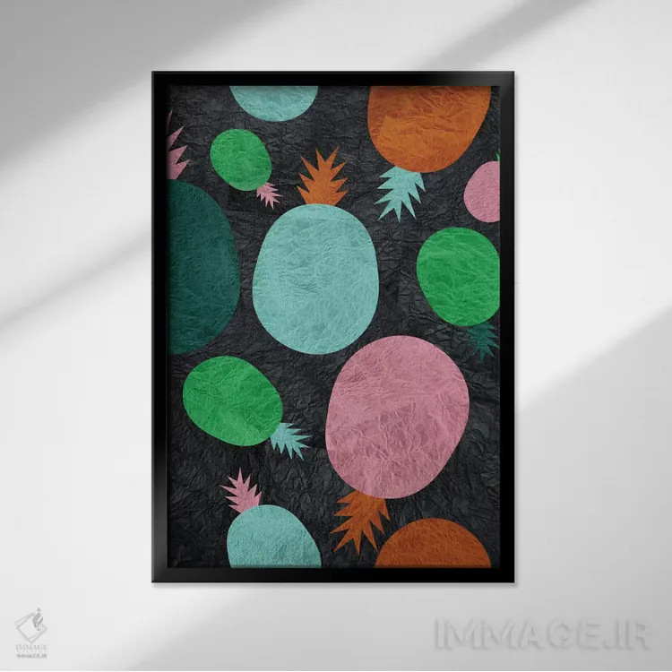 تابلو مدرن آناناس کاغذی اثر سوزانا پاز - نمای قابدار مشکی