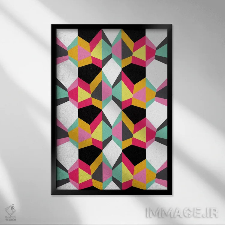 تابلو انتزاعی هندسی ۱۸ اثر سوزانا پاز - نمای قابدار مشکی