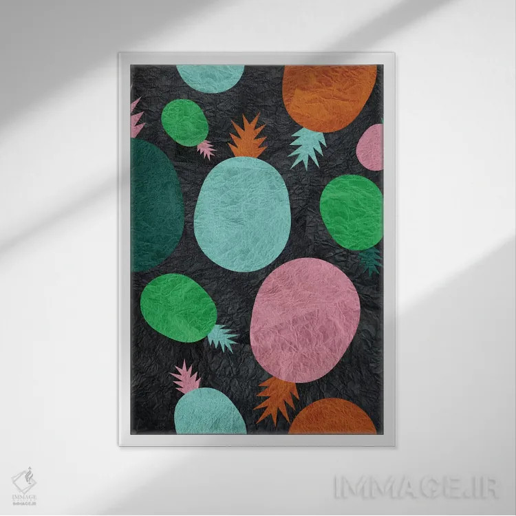 تابلو مدرن آناناس کاغذی اثر سوزانا پاز - نمای قابدار سفید