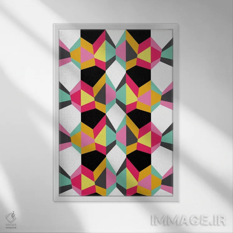 تابلو انتزاعی هندسی ۱۸ اثر سوزانا پاز - نمای قابدار سفید