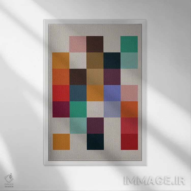 تابلو انتزاعی رترو ۷ اثر سوزانا پاز - نمای قابدار سفید