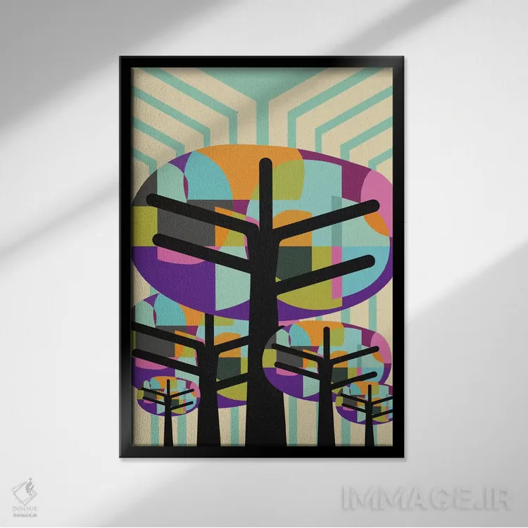 تابلو مدرن درختان شاداب اثر سوزانا پاز - نمای قابدار مشکی