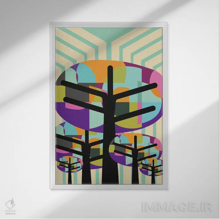 تابلو مدرن درختان شاداب اثر سوزانا پاز - نمای قابدار سفید