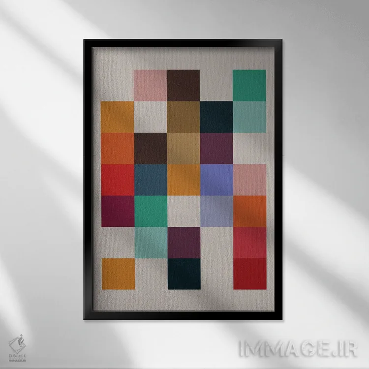 تابلو انتزاعی رترو ۷ اثر سوزانا پاز - نمای قابدار مشکی