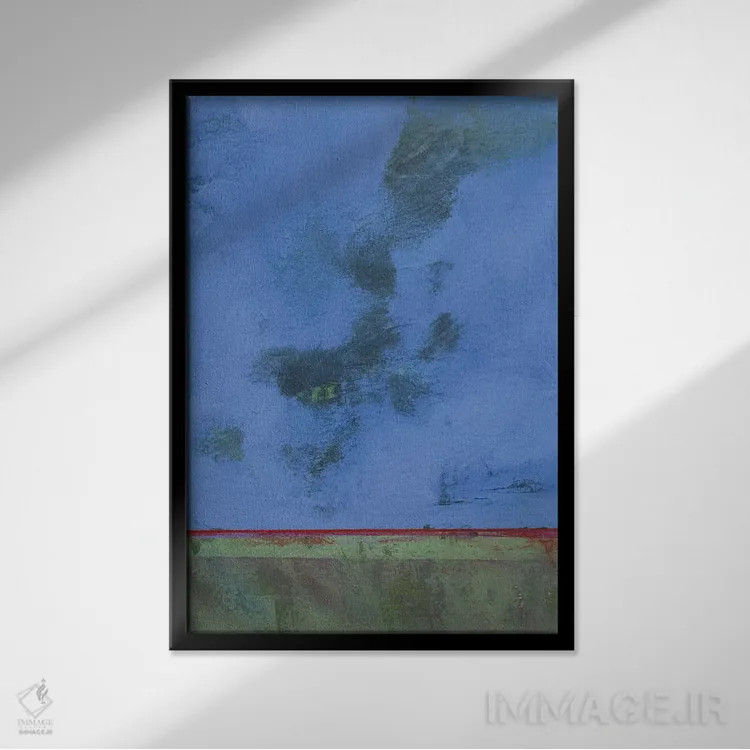 تابلو انتزاعی گرگ و میش بر باتلاق سرخ اثر پل بیلی - نمای قابدار مشکی