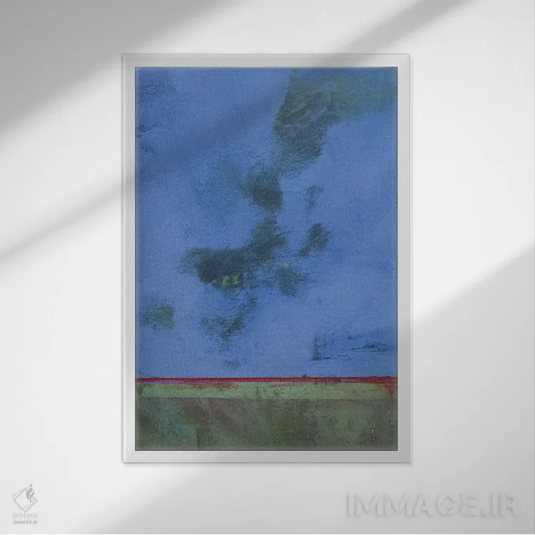 تابلو انتزاعی گرگ و میش بر باتلاق سرخ اثر پل بیلی - نمای قابدار سفید