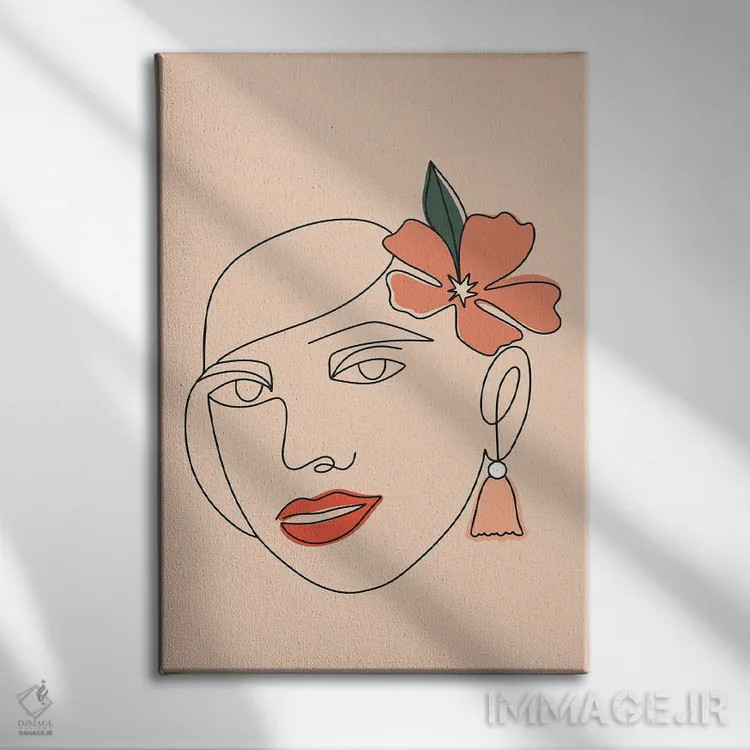 تابلو مینیمال زنی با نقاشی خطی اثر بریانا کریستی - نمای روبهرو روی دیوار