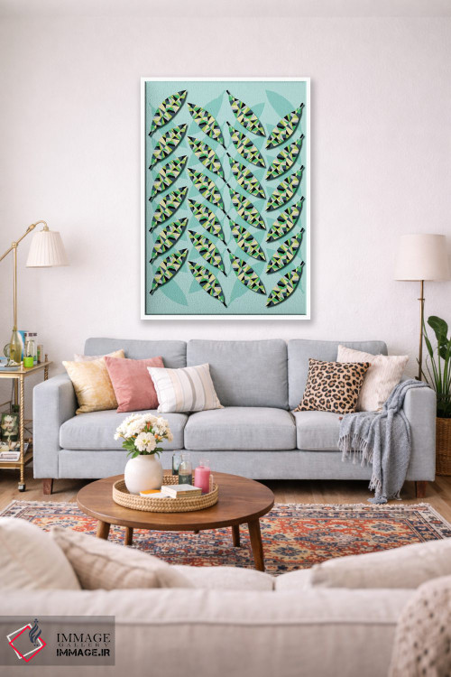 تابلو انتزاعی برگ های هندسی اثر سوزانا پاز - D1W
