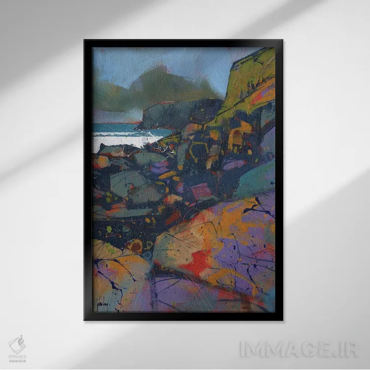 تابلو انتزاعی صخره های مورفا کوو اثر پل بیلی - نمای قابدار مشکی