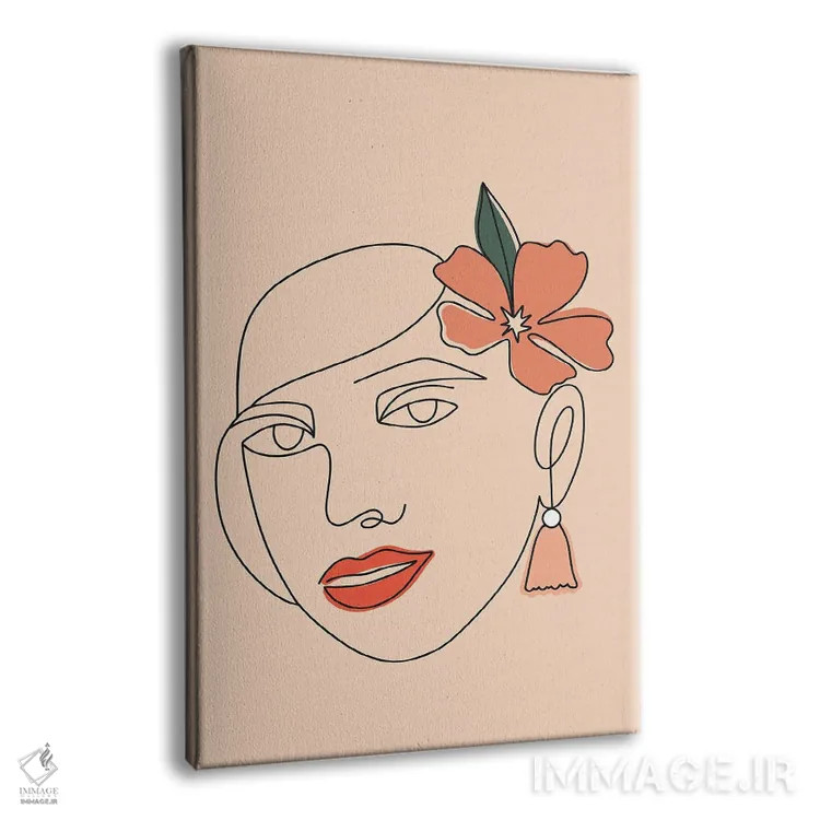 تابلو مینیمال زنی با نقاشی خطی اثر بریانا کریستی - نمای پرسپکتیو محصول