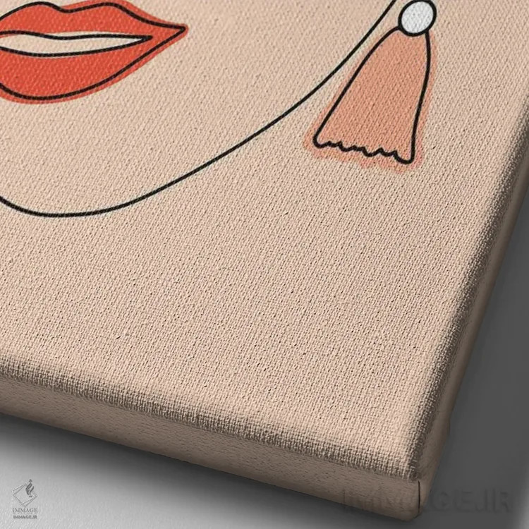 تابلو مینیمال زنی با نقاشی خطی اثر بریانا کریستی - نمای نزدیک بافت بوم