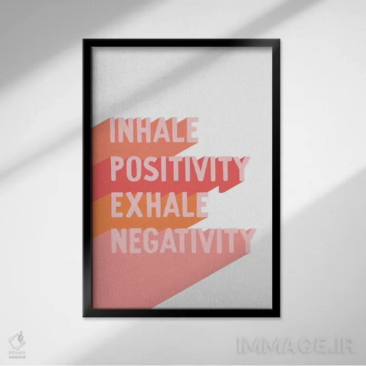 تابلو دکوراتیو نفس بکش مثبت، بیرون بده منفی اثر بریانا کریستی - نمای قابدار مشکی
