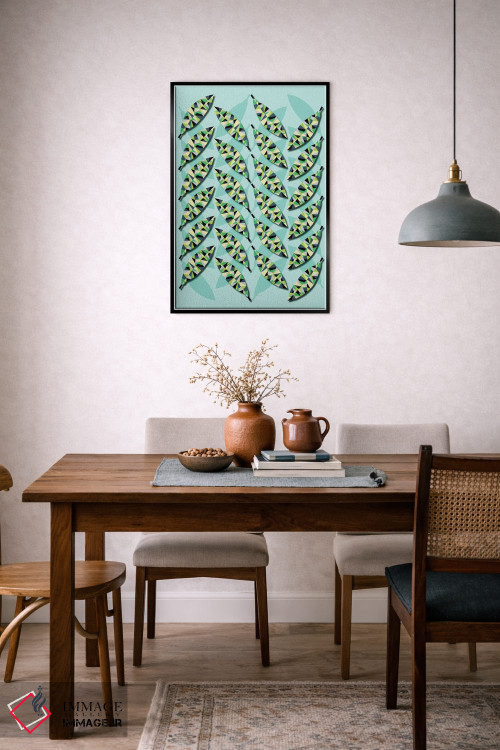 تابلو انتزاعی برگ های هندسی اثر سوزانا پاز - D6B