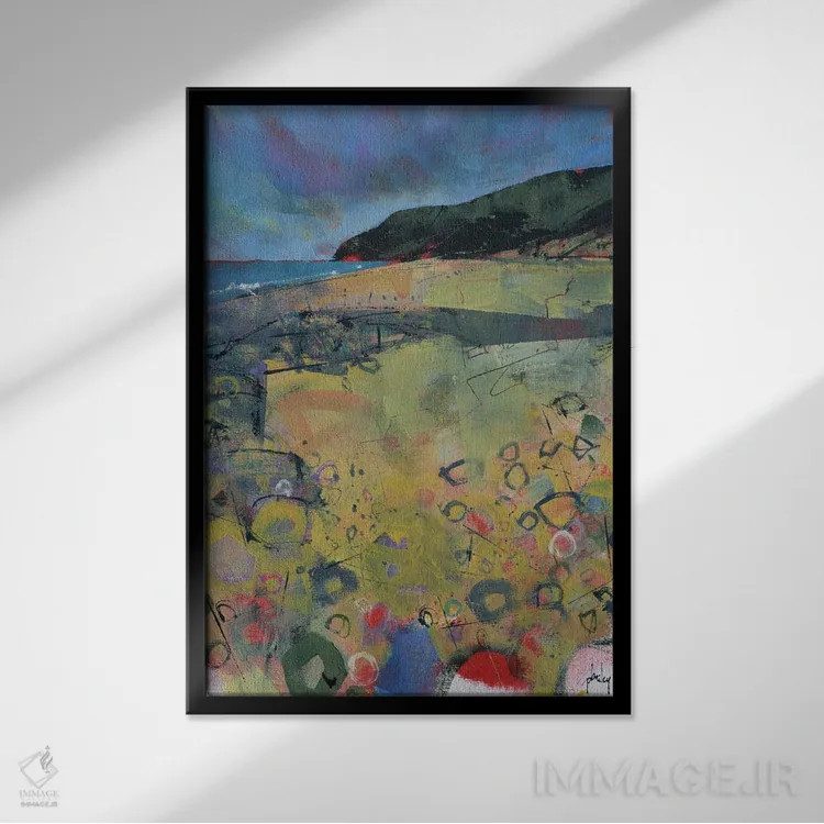 تابلو انتزاعی ساحل پنبرین اثر پل بیلی - نمای قابدار مشکی