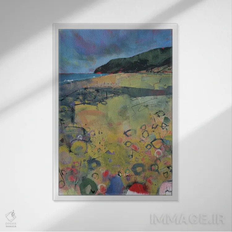 تابلو انتزاعی ساحل پنبرین اثر پل بیلی - نمای قابدار سفید