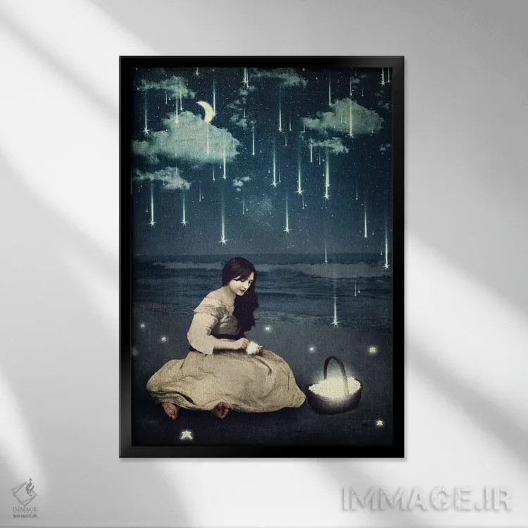 تابلو دکوراتیو سبد آرزوها اثر پائولا بل فلورس - نمای قابدار مشکی