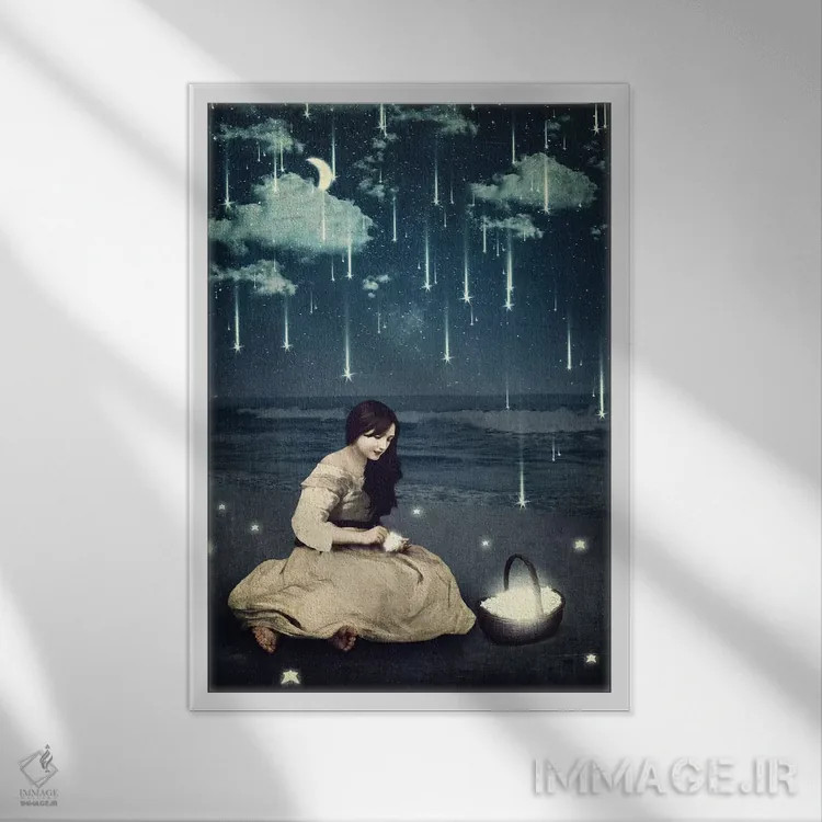 تابلو دکوراتیو سبد آرزوها اثر پائولا بل فلورس - نمای قابدار سفید