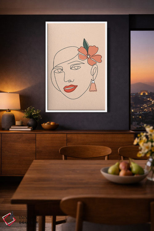 تابلو مینیمال زنی با نقاشی خطی اثر بریانا کریستی - D1W