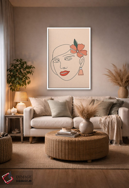تابلو مینیمال زنی با نقاشی خطی اثر بریانا کریستی - D2W