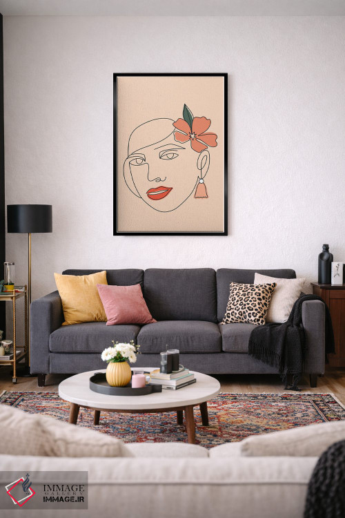 تابلو مینیمال زنی با نقاشی خطی اثر بریانا کریستی - D3B