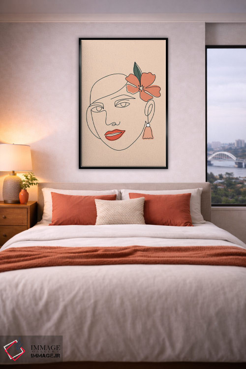 تابلو مینیمال زنی با نقاشی خطی اثر بریانا کریستی - D4B