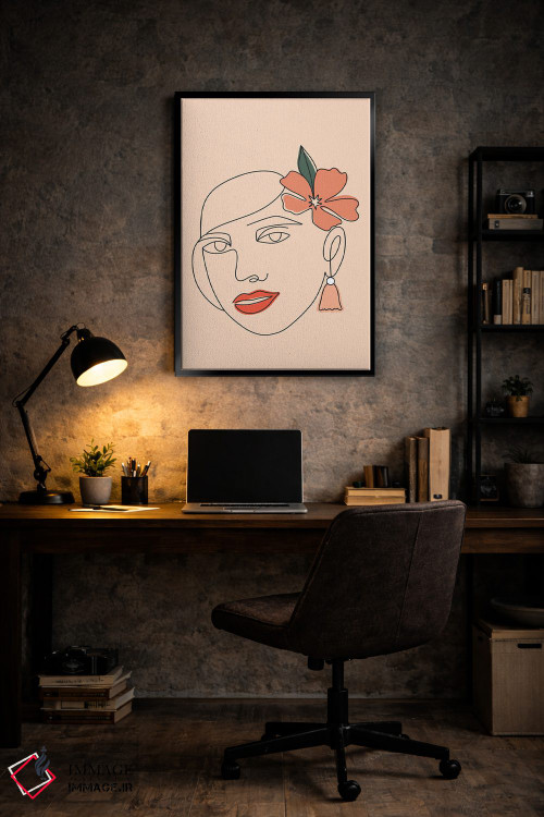 تابلو مینیمال زنی با نقاشی خطی اثر بریانا کریستی - D5B