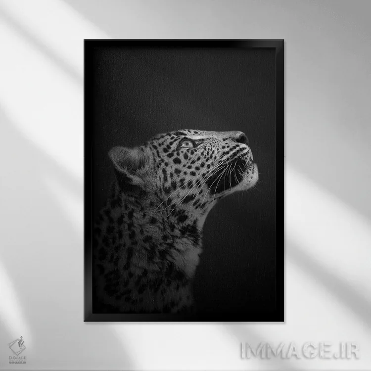 تابلو دکوراتیو پلنگ اثر پاتریک ون بکم - نمای قابدار مشکی