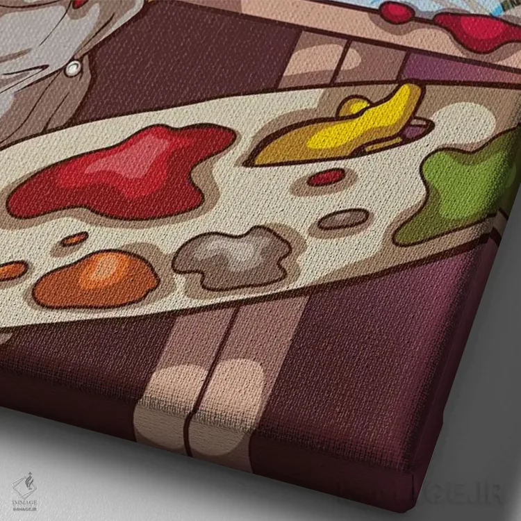 تابلو دکوراتیو باب راس در نمایش جانبی اثر پی بی ماهونی آرت - نمای نزدیک بافت بوم